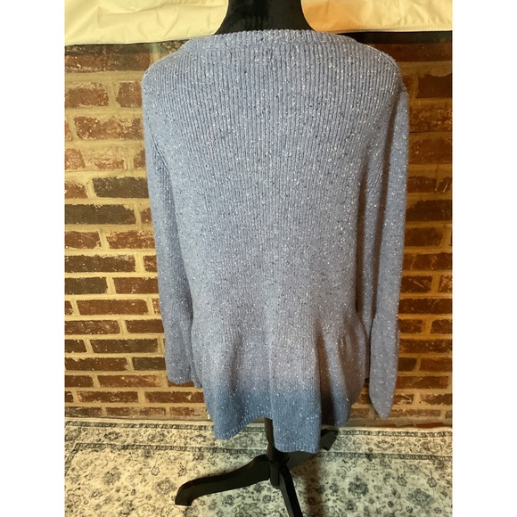 Coldwater Creek Blue Heathered Knit Sparkle Button Front Cardigan Sweater XL NWT - Picture 6 of 10